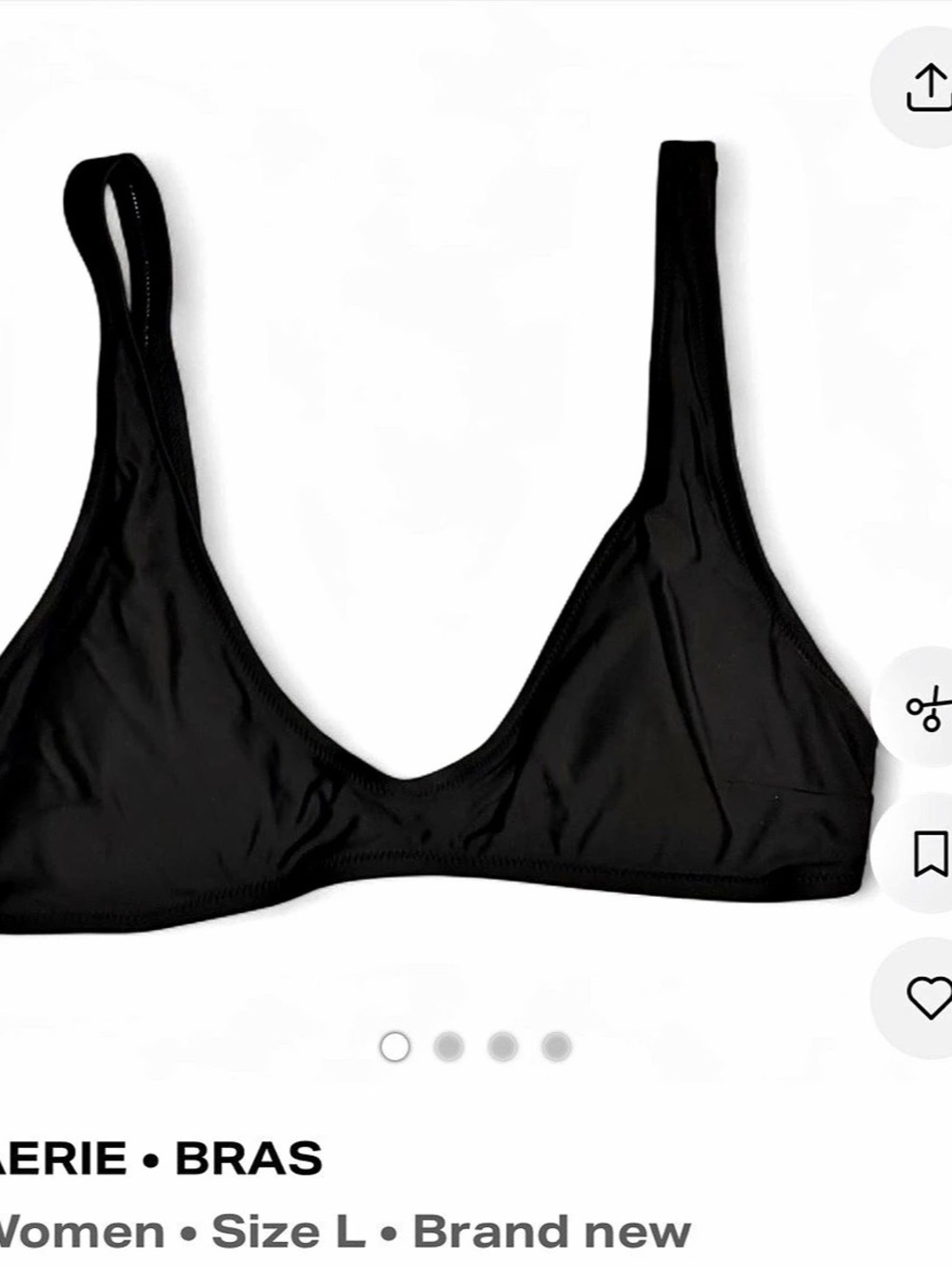 Aerie Scoop Bikini Bra in Black Size Large NWT
